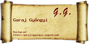 Garaj Gyöngyi névjegykártya